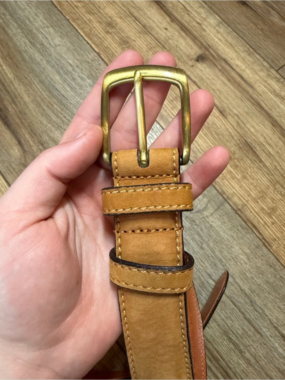 vintage Retro Coach Cowhide leather harness Solid Brass single prong buckle belt